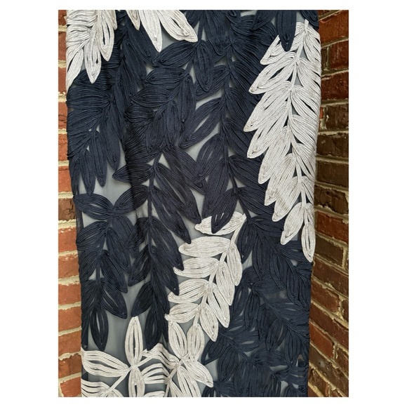 NWOT BHLDN JS Collections Soutache Leaf Embroidered Gown In Navy and Grey Size 4 - Picture 9 of 15